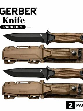 Gerber StrongArm Fixed Blade Knife Plain Edge - Coyote Brown - New in Box 2 pack